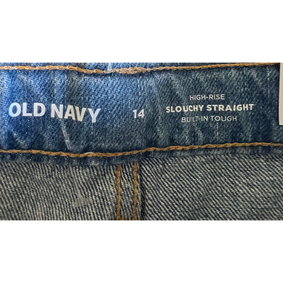 Old Navy Jeans Girls Size 14 Blue High Rise Straight Leg Light Distressed NWT - Picture 2 of 10